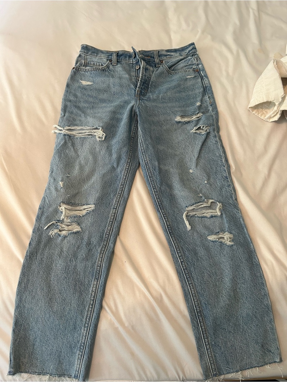 Old Navy Distressed Light Blue Straight-Leg Jeans